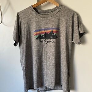 Patagonia Gray Short Sleeve Tee with Mountain Graphic